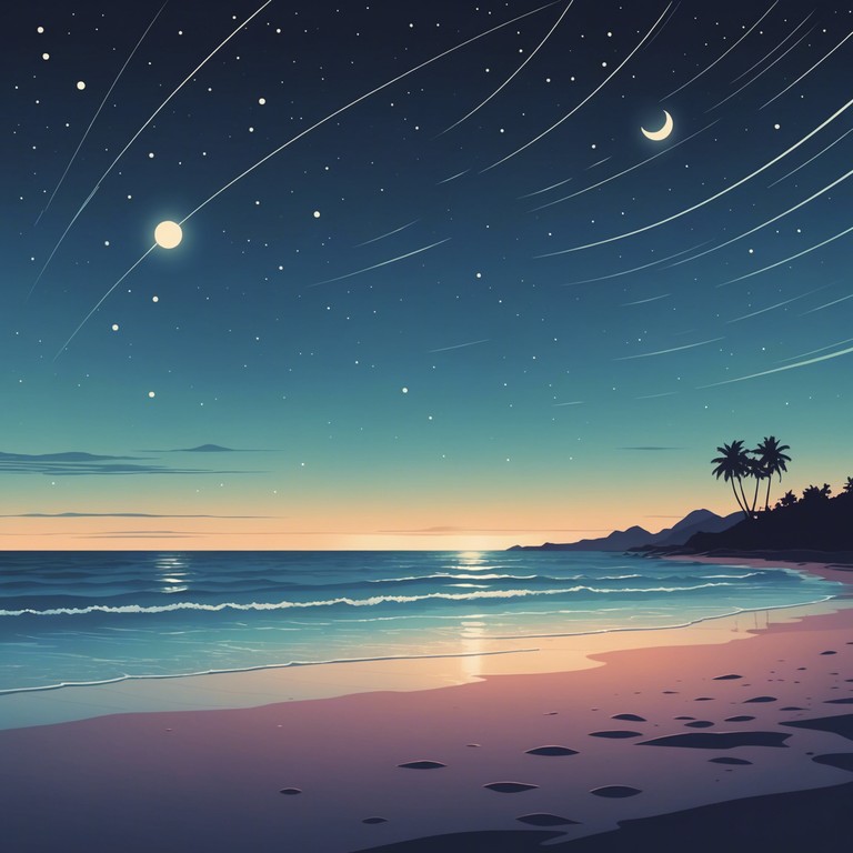 Imagine the soft lap of waves at night on a secluded tropical beach, mingling with gentle music that captures the essence of the island's natural beauty and the star studded sky.
