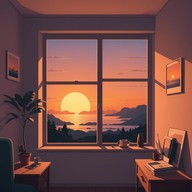 soft piano echoing sunset tranquility