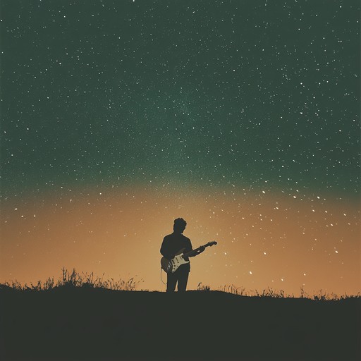 Imagine an ambitious electric guitar solo that mirrors the ascent of stars in a clear night sky, offering an awe inspiring blend of skill and serenity. This piece will evoke a sense of wonder and infinitude, perfect for moments of reflection or inspiration.