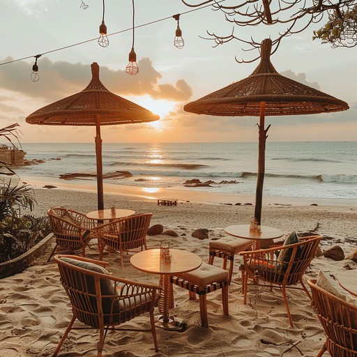 Imagine a perfect sunset at a luxurious beachside resort, where the atmosphere is filled with the soft, rhythmic beats of lounge music that encourages unwinding and enjoying the moment. The track evokes the feeling of basking in the last golden rays of the day, feeling completely at peace and connected to the joyful vibe around.