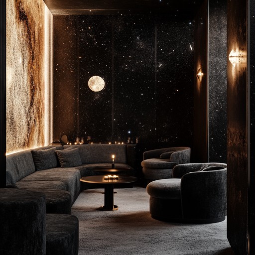 A captivating musical journey combining the smooth essence of torch lounge with trippy, psychedelic elements, evoking a sense of cosmic elegance in an intimate setting. The soothing melodies and velvety textures create a mysterious, relaxing, and slightly surreal atmosphere perfect for late night unwinding.