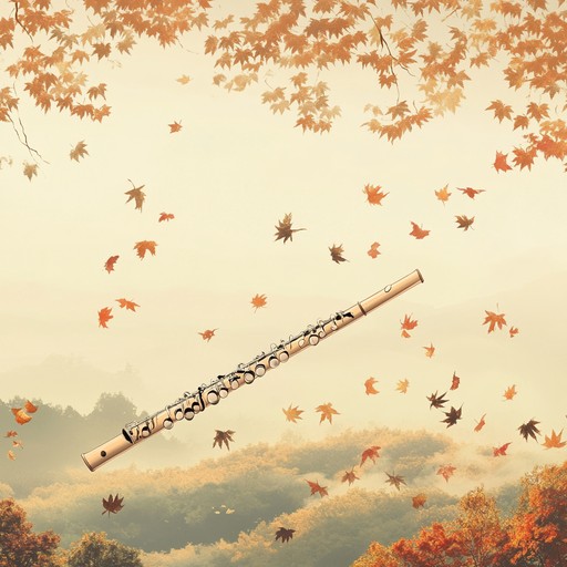 A lively minimal composition with flute portraying the dance of autumn winds, creating an uplifting atmosphere.