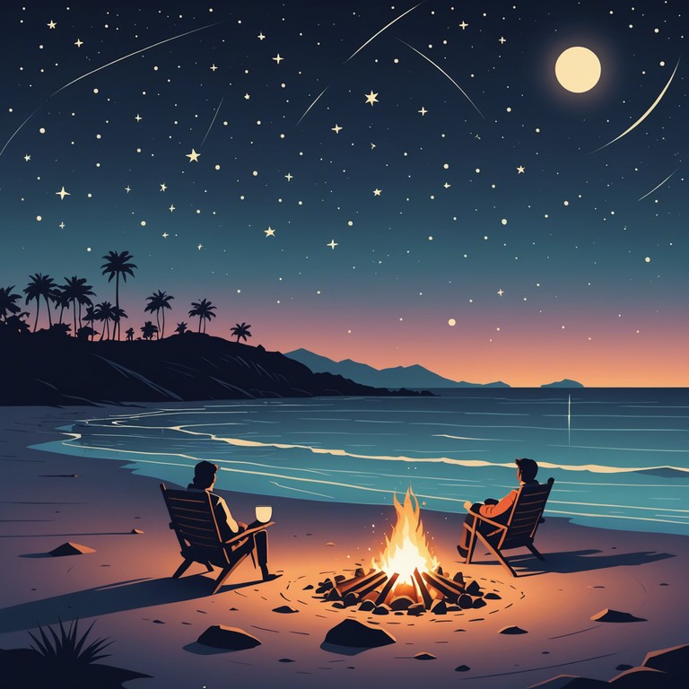 Imagine a moonlit beach where the waves gently lap the shore, the night air cool and fragrant. This music creates the perfect backdrop for romance or deep contemplation, enhanced by the melodic strumming of an acoustic guitar.