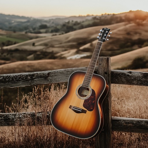 A mellow instrumental piece featuring acoustic guitar that captures the tranquil beauty of driving through open fields under a fading sun, evoking feelings of peace and introspection.