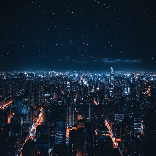 This composition embodies the essence of a city at night, with soft melodic structures that reflect the twinkling lights and the hushed, serene movement of the urban landscape. A mellow trumpet lays down a gentle, jazz infused melody, evoking the solitude and introspection one feels while walking through the illuminated streets under the moon's watchful eye.