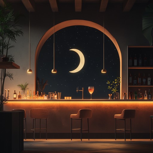 Envision an elegant bar, lit by moonlight, filled with the sound of soulful trumpet and smooth piano, creating a perfect ambiance for a memorable night.