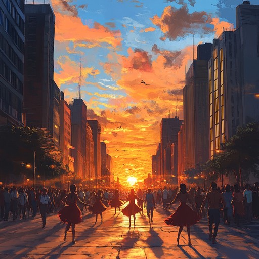 This instrumental track captures the essence of an urban sunset in rio de janeiro, blending traditional samba rhythms with contemporary urban sounds. The piece is driven by the lively beats of samba drums, interwoven with modern electronic elements and ambient city noises, creating a dynamic and immersive soundscape that reflects the bustling city life as it transitions from day to night.