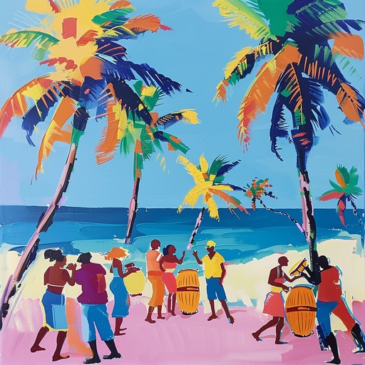 An energizing calypso piece that's perfect for beachside parties, highlighting lively melodies with steel drums, horns, and marimba to create a festive atmosphere full of joy and celebration.