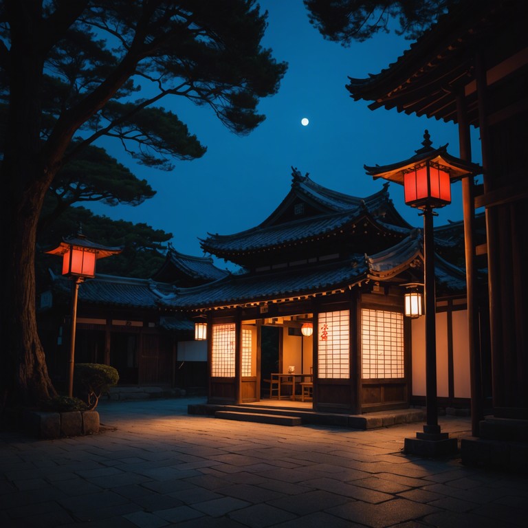 Nightfall echoes from nara recreates an atmospheric interaction between japan’s traditional sounds and contemporary electronic beats, evoking a mysterious yet tranquil evening stroll through ancient cityscapes.