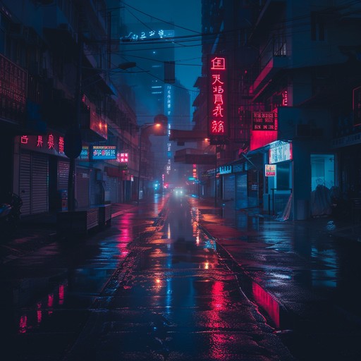 A dark, cryptic soundtrack capturing the essence of an enigmatic cityscape at midnight. Intricate synth layers intertwine with pulsating beats, creating an atmosphere filled with suspense and intrigue. The soundscape reflects the hidden undercurrents and untold stories of urban life after dark