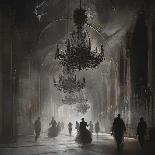 An instrumental piece that blends eerie melodies and unsettling harmonies to evoke the feeling of dancing with phantoms in a long abandoned ballroom. The harpsichord leads the listener through a chilling journey filled with suspense and mystery.