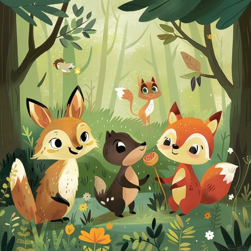 An upbeat, engaging nursery rhyme capturing the essence of a magical woodland journey. Utilizing rhythmic xylophone patterns, this vibrant composition evokes the imagination and joy of exploring nature's wonders, perfect for educational purposes or bedtime stories.