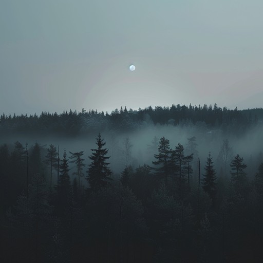 Dive into the eerie ambiance of a finnish midnight forest, where suomipop melodies intertwine with unsettling, echoing sounds. This spooky instrumental track captures the haunting beauty of nordic nature with deep synths and distant whispers.