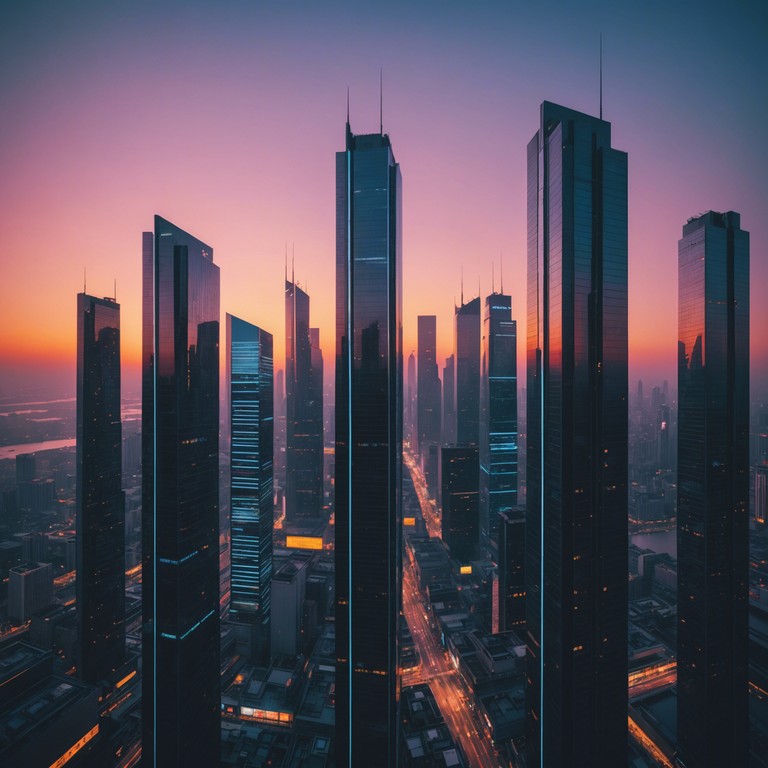 Imagine a cityscape at dawn, where the first light gleams off towering steel and the hum of waking electronics fills the air, crafting an uplifting atmosphere in a world that's always online. This song encapsulates the hopeful aspect of a high tech future, blending synthesized tones and rhythmic beats that suggest a new day is coming in a cyberpunk universe.