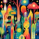 whimsical vibrant forest filled with magical creatures sounds