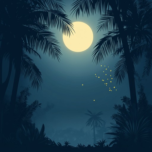 An instrumental piece featuring soothing steel drums and ambient jungle sounds, capturing the intrigue of a tropical night under the moonlight.