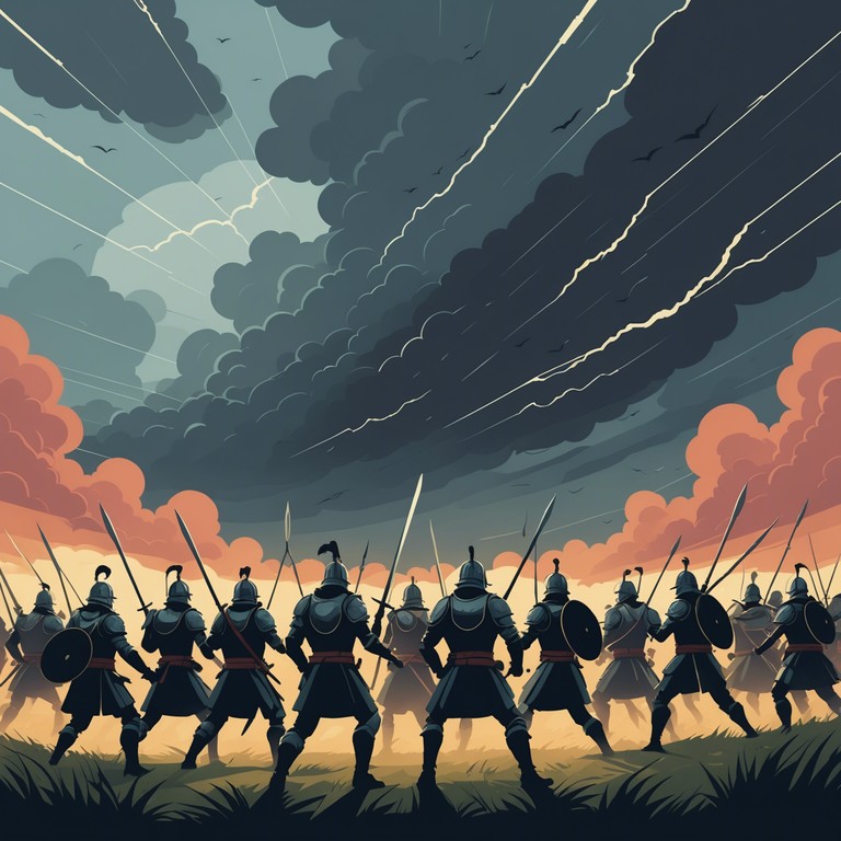 This track draws upon the grandiosity of ancient warfare and the fervor of heroic efforts. Soaring strings and dramatic brass sections capture the essence of epic historical battles, transporting listeners to an era of mythical warriors and unforgettable legends. The piece gradually builds to a powerful climax, reflective of the pivotal moments in an ancient conflict