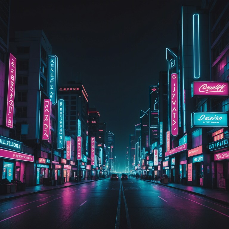 This track embodies the solitary contemplation of a cyberpunk future, where introspective melodies intertwine with technological sounds under the artificial glow of neon lights. The soundscape is layered with electronic elements that suggest a night time cruise through a future metropolis, feeling both alienated and fascinated by its advancements.