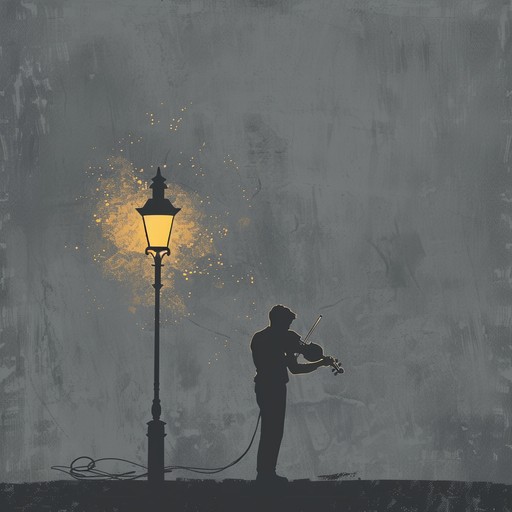 A reflective jazz piece casting a soft, solitary glow akin to a lantern's light in the night, melding tender violin strings with a mellow piano rhythm for a nostalgic ambiance