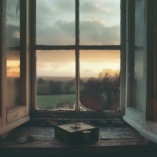 As the shadows lengthen and the world quiets, a music box plays a haunting lullaby. Each note a soft echo in the gathering dusk, creating a paradox of peaceful unease and comforting solitude.