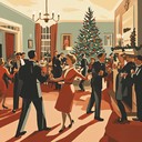 joyful 1950s holiday music with lively saxophone swing