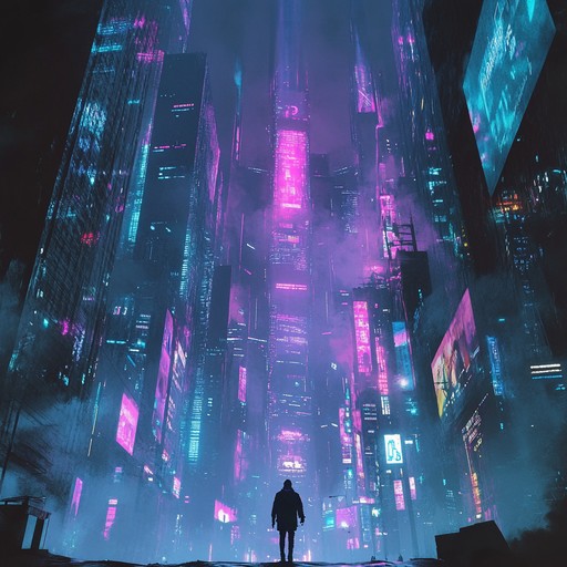 An instrumental track that combines atmospheric synths with pulsating electronic beats, evoking the mysterious ambiance of a cyberpunk metropolis cloaked in neon lights and shadows. The music builds tension and intrigue, immersing the listener in a futuristic world where technology and humanity intertwine.