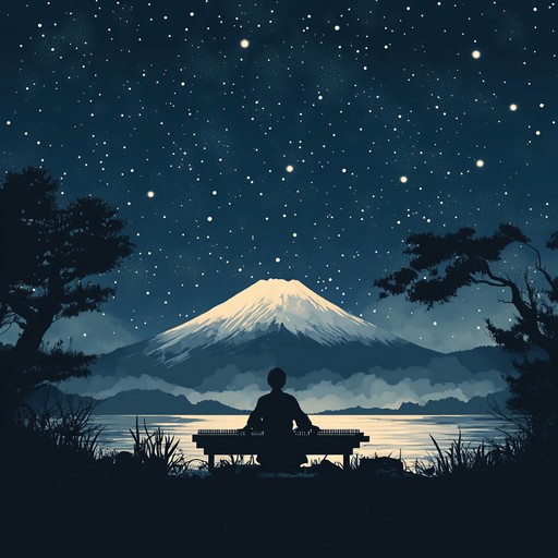 A gentle j pop instrumental that paints a picture of tranquil nights under the starlit sky, combining soothing melodies with traditional elements to evoke a sense of peace and reflection.