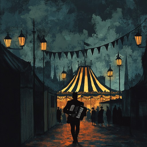 An instrumental piece that fuses eerie eastern melodies with the theatrical ambiance of dark cabaret, featuring haunting accordion harmonies and a slow, mesmerizing rhythm that evokes a mysterious midnight carnival