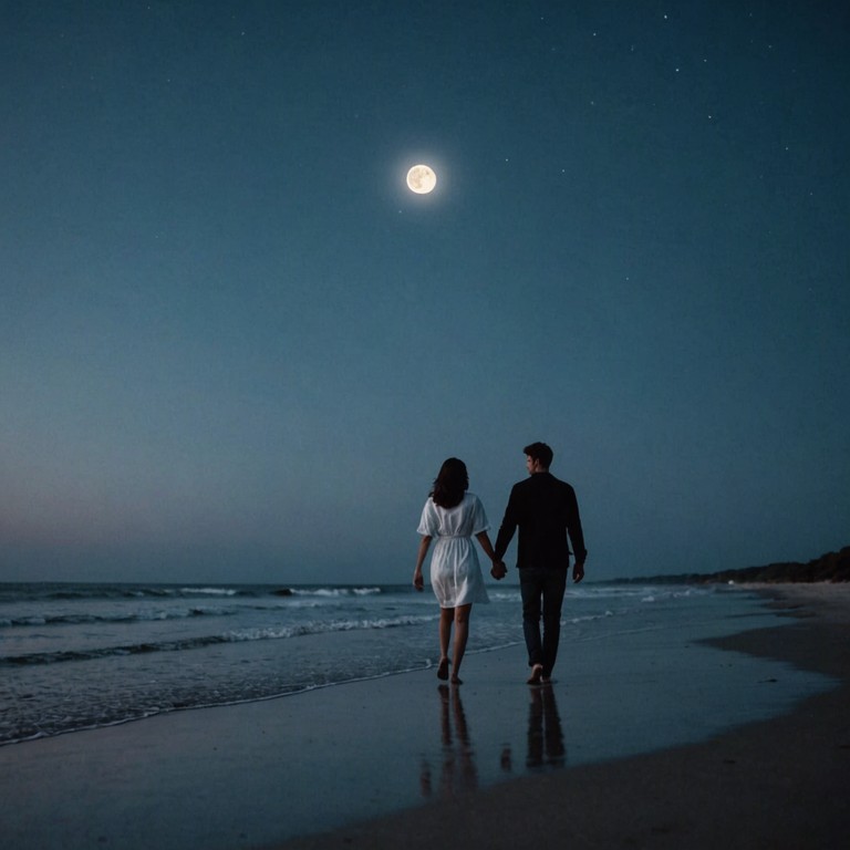 A song that sets a scene of two lovers enjoying a tranquil night along rio's shore, with the melody simulating the whispering waves and soft conversations filled with affection and dreams.