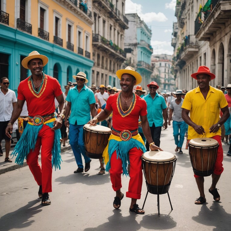 This instrumental track combines traditional afro cuban beats with a modern twist, embodying the lively streets of havana. Energetic congas and complex rhythms invite you into a dancing frenzy that captures the essence of cuban street festivals.