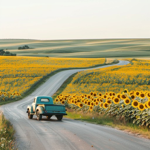 An instrumental country track that paints a vivid picture of cruising down open highways, bathed in sunlight. The cheerful acoustic guitar rhythms and melodies create a soundtrack for summer freedom and spontaneous adventures.