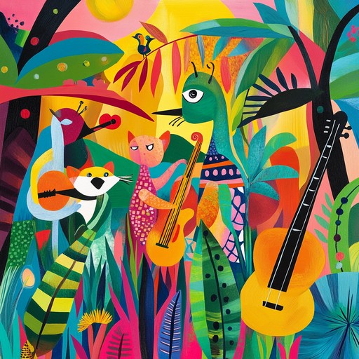 Embark on a thrilling, playful journey through an enchanted jungle soundscape filled with whimsical animal sounds, playful rhythms, and catchy melodies. Ideal for sparking imagination and adventure in young listeners.