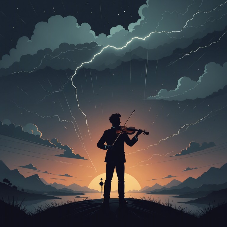 An instrumental track featuring tumultuous and awe inspiring violin solos that mimic the fierce beauty of a tempest. The song is structured around the dramatic escalation of a storm, beginning with soft whispers of wind and culminating in cacophonous thunder, symbolizing turmoil and strife with each string stroke.