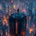 an empowering cyberpunk track with driving beats and synths