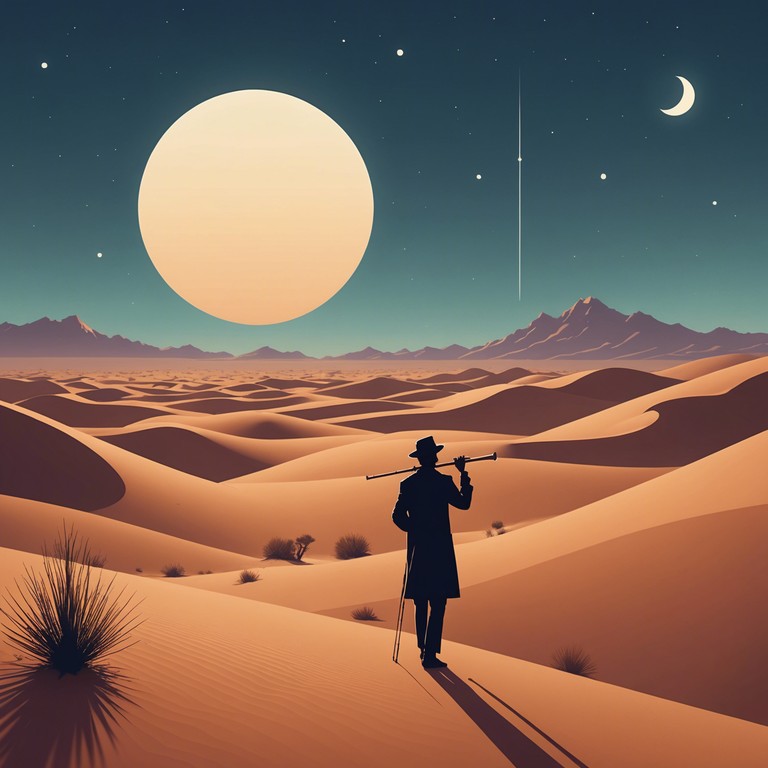 Transport yourself to a mystical desert under a starlit sky with whispering winds carrying the soulful tune of a flute, hinting at age old secrets and stories untold.