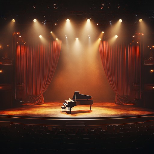 An uplifting instrumental cabaret piece combining energetic piano melodies and dynamic rhythms, encouraging listeners to overcome fears and embrace the limelight; it evokes the excitement of stepping onto a grand stage before an audience.