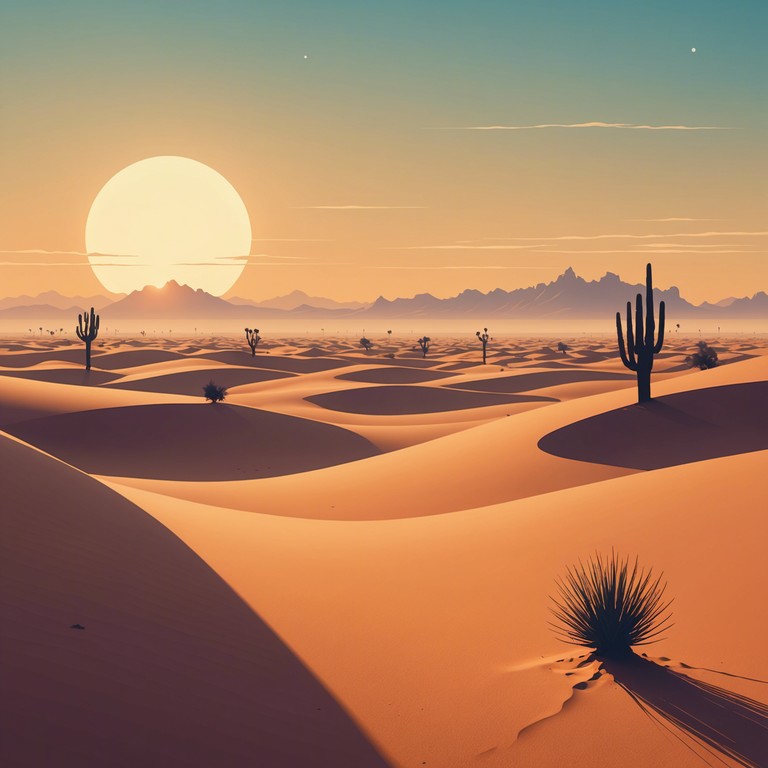 With an ochre palette and soulful melodies, echoes of the sahara evokes the same emotional landscape as desert winds whisper but delves deeper into the soundscapes of desert life. The composition employs a fuller orchestration of middle eastern strings and percussion, creating a more immersive experience that speaks of age old tales and the timeless longing of the human spirit.