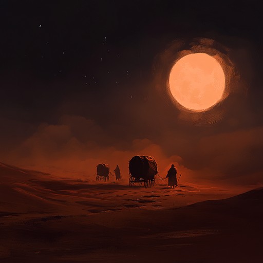 An instrumental track that combines traditional middle eastern instrumentation with ambient elements, creating an evocative soundscape that transports listeners to a night journey across the desert beneath a canopy of stars.