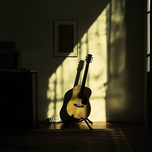 An intricate guitar piece weaving through emotional nuances. Slow chord progressions mix with lingering notes, creating an atmosphere heavy with sorrow and longing. The sound is pure yet deeply layered, drawing listeners into a reflective, almost haunted state. Perfect for a poignant moment of introspection and melancholy.