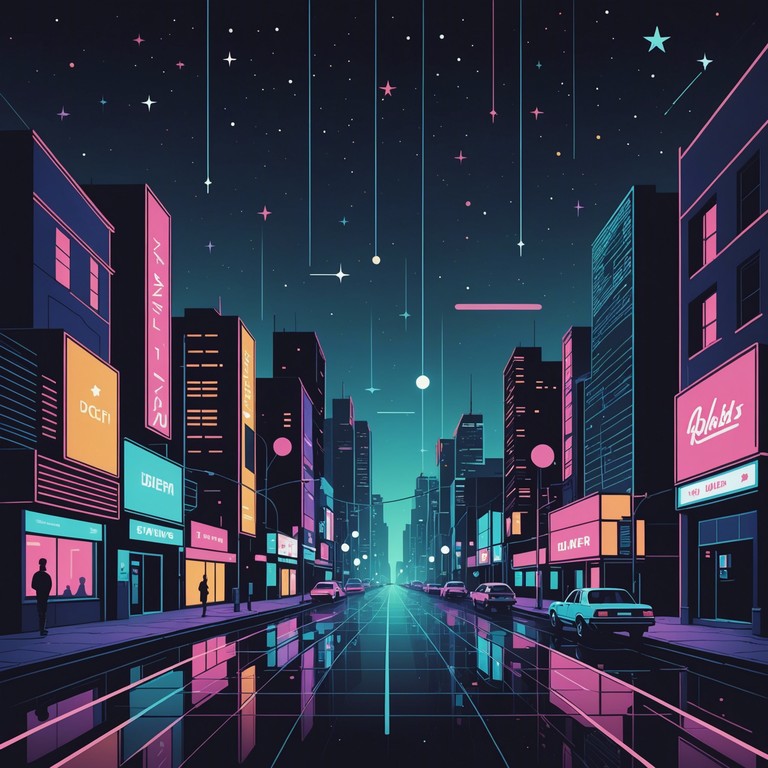 Imagine standing on a high rise, gazing at a sprawling neon lit cityscape where the ambient sounds of the night form a melodious symphony against the backdrop of distant stars. This track carries you on a journey through the night, powered by pulsating beats and sweeping futuristic synths.