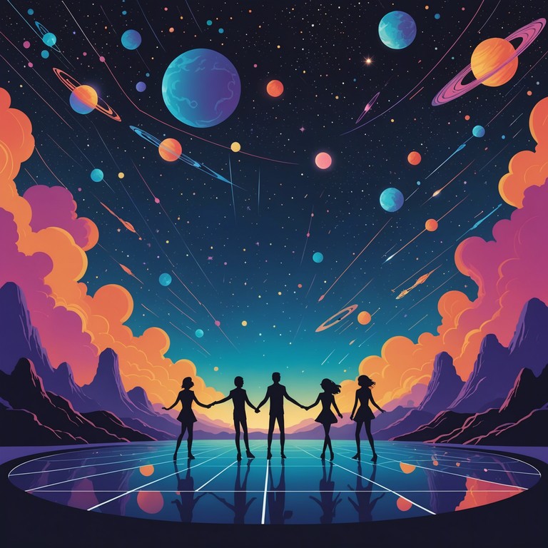 Imagine floating in a space like disco, where the stars twinkle in tune with the electro funky rhythm and the ethereal melodies create a lighter than air dance environment.