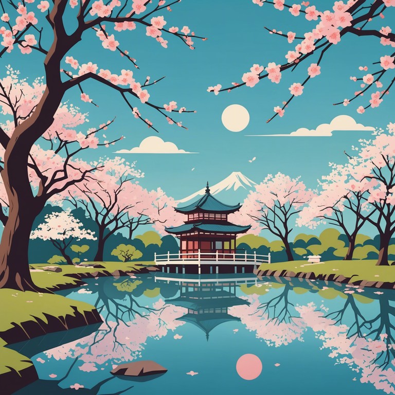 This composition encapsulates the serenity of a tranquil japanese garden during cherry blossom season, with soft, flowing melodies that mimic the gentle fall of sakura petals in a quiet breeze. The piece is meant to evoke feelings of peace and introspective solitude, akin to a solitary walk through blooming sakura trees.