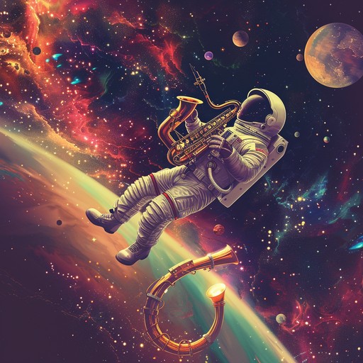 Experience a unique journey through space where jazz meets the cosmos, creating a tranquil yet curious soundscape that evokes both peace and adventure.