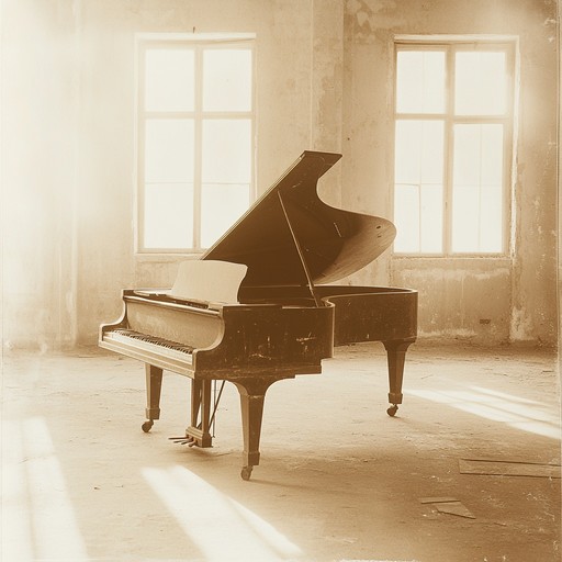 Faint, echoing piano melodies unfold, revealing layers of longing and introspection, capturing the tender, wistful essence of unspoken dreams through a gentle flow of sound