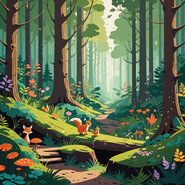 Imagine this composition as the auditory background for an animated film exploring a magical forest filled with quirky, mischievous inhabitants, bringing to life scenes of hidden beauty and capricious fun.