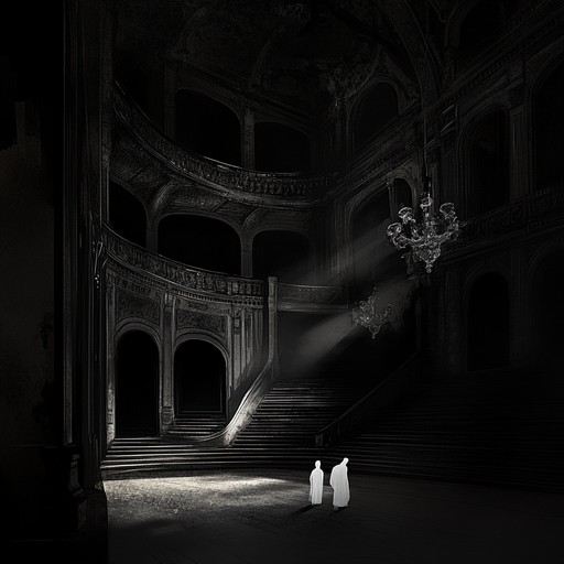 This composition evokes the spectral presence of a phantom lamenting from the shadows of an ancient opera house. String sections wail through chilling crescendos, supported by haunting woodwinds and deep, resonant brass undertones. Atmospheric choir chants amplify the eerie ambiance, creating a spine chilling symphony that lingers in the mind. Perfect for evocative storytelling or gothic scenes.