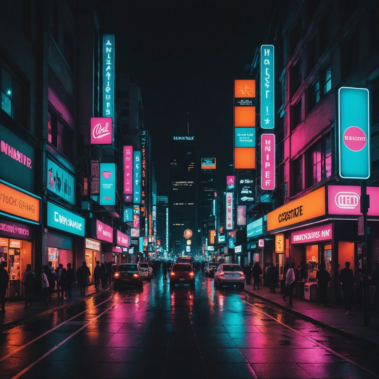 Imagine a track that encapsulates the essence of a city that never sleeps. The music captures the pulsating lights and the energetic buzz of urban nightlife with rhythmic peaks that simulate walking through vibrant city streets, filled with neon signs and the mysterious allure of the night.