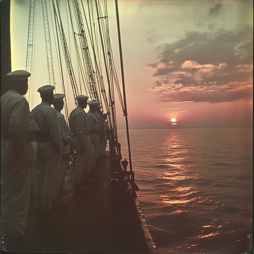 A touching orchestral piece capturing the deep emotions of russian navy sailors longing for home. The melody floats on gentle string arrangements, conveying both strength and vulnerability as images of distant shores and loved ones come to mind. It crescendos with powerful brass, reflecting both pride and the enduring spirit of seafarers.