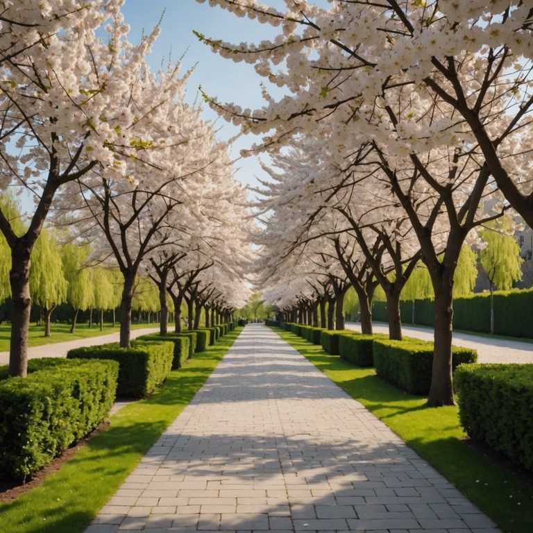 A delicate piano composition that evokes tranquility and peace, mimicking the serene environment of a blossoming garden in spring, where the quiet atmosphere allows one to pause and relish the beauty of nature.