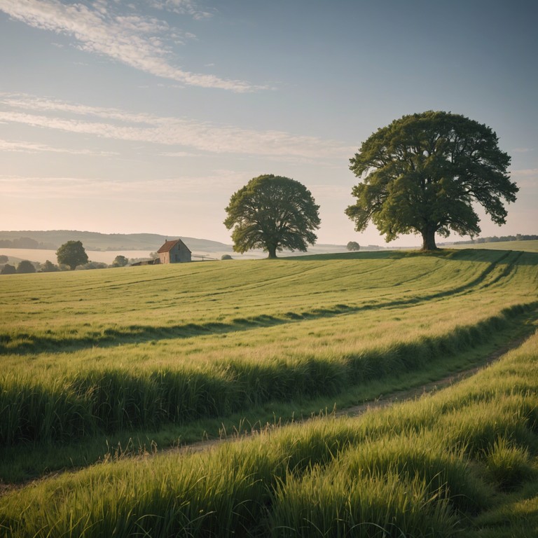 Imagine a serene soundtrack to a gentle evening in the countryside, where the only sounds are the strums of a guitar reflecting the peaceful close of day.